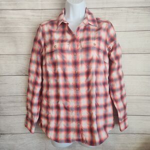 6/$30 SALE Eddie Bauer XS Plaid Button Down Shirt Outdoor Casual Fall Flannel